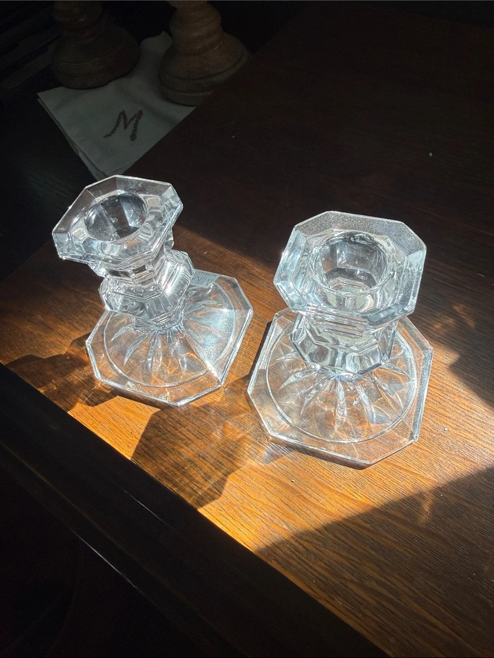 Mikasa Clear Crystal Candlestick Pair